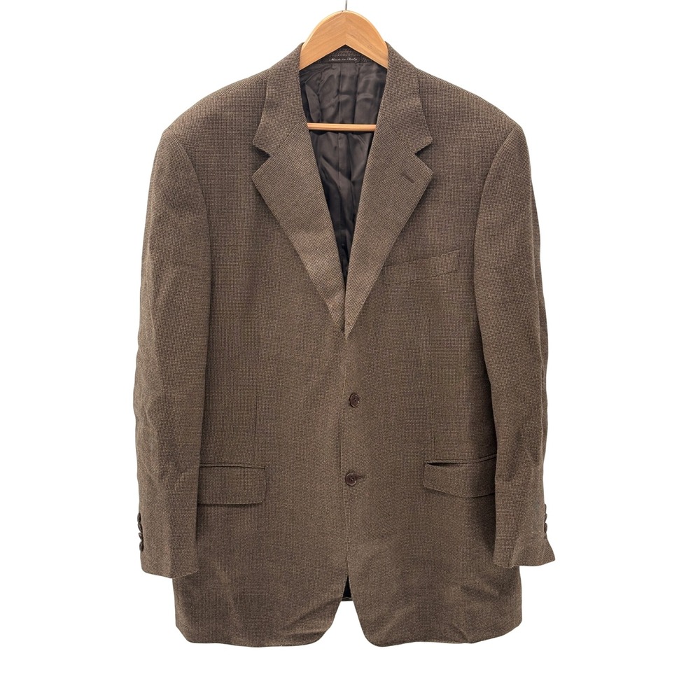 Canali Blazer Suit Jacket Men Size IT 56 / US 46 Brown Wool Academic Luxury